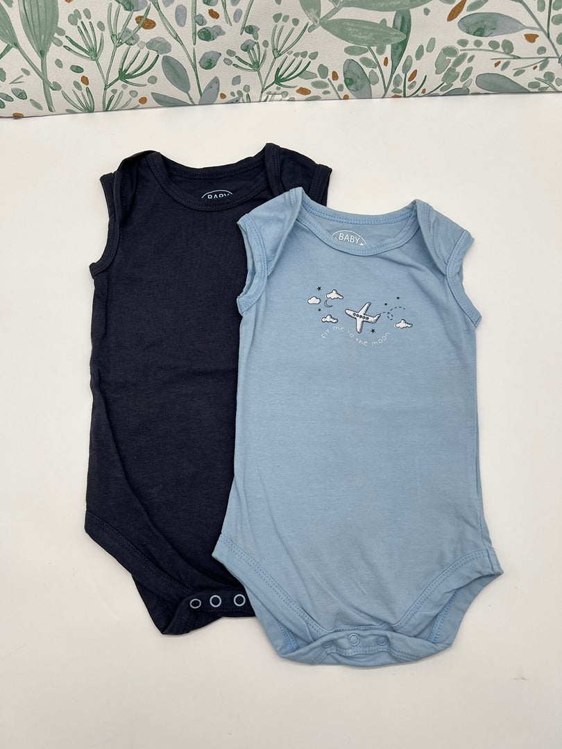 Lot 2 bodies été Zeeman - 3 mois / 6 mois - Bleu - Garçon col Us