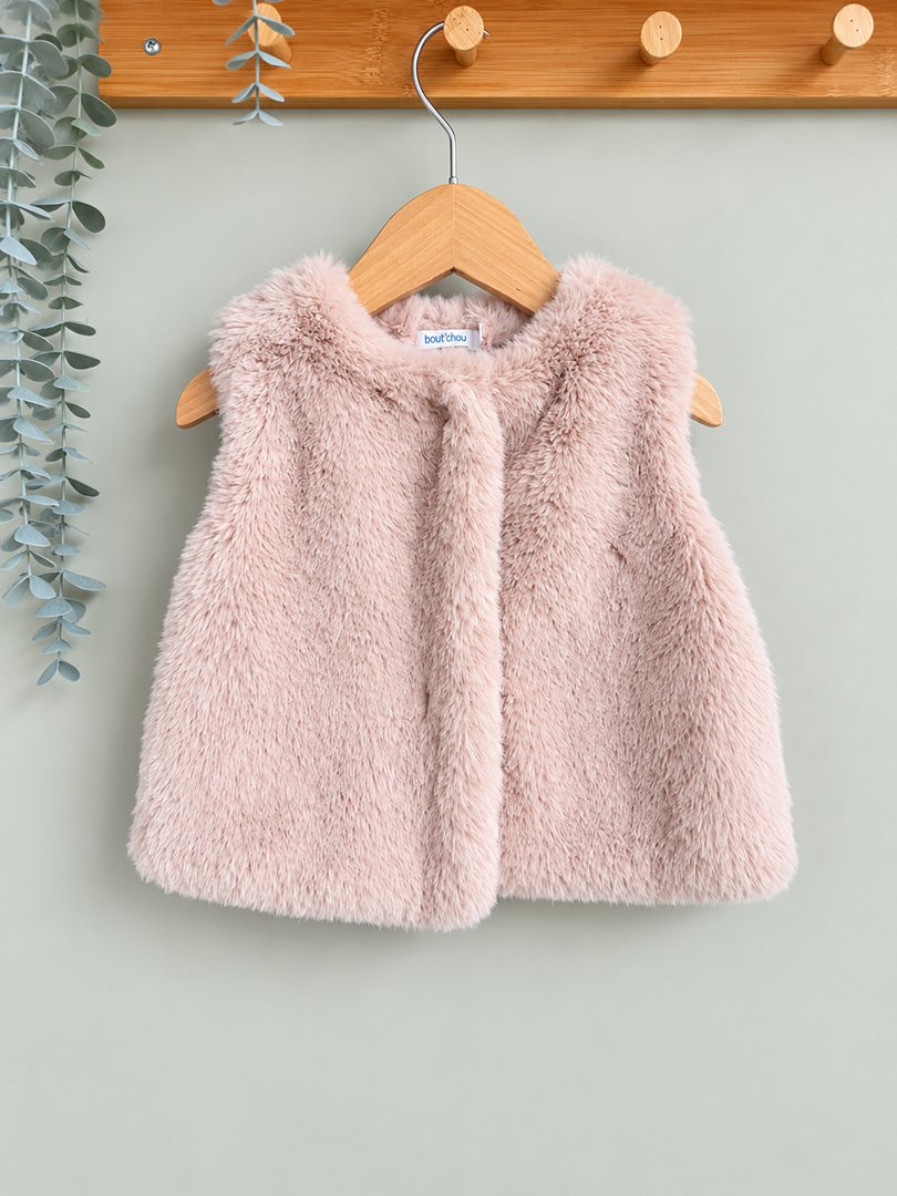 Gilet sans manches fille Bout'chou rose 12 mois - mi-saison
