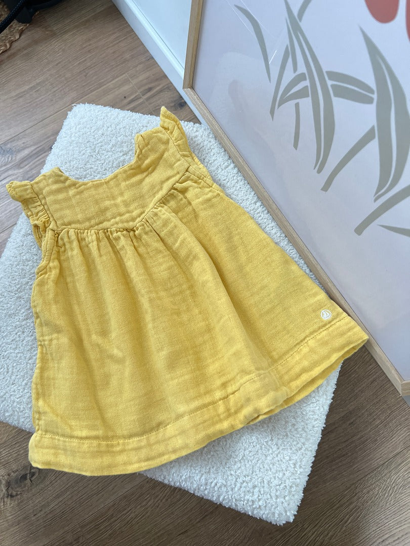 Robe gaz de coton été fluide Petit Bateau - 3 mois - Jaune - Fille