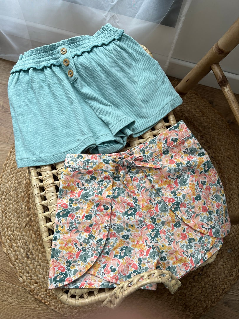 Lot de 2 shorts fille Tape à l'œil 3 ans été floral turquoise