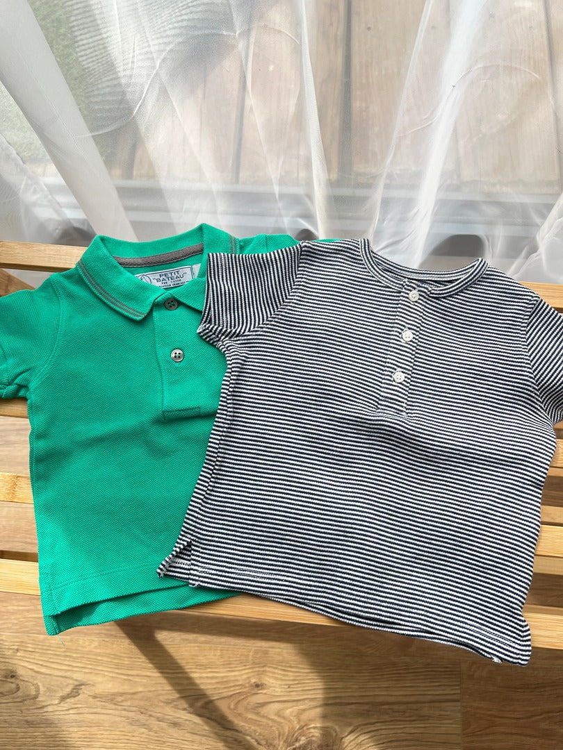 Lot 2 t-shirts manches courtes Petit Bateau Kiabi 6 mois garçon été