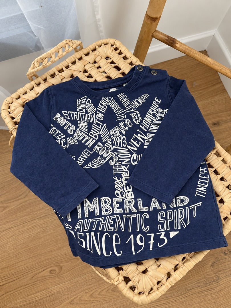 T-shirt garçon Timberland manches longues bleu marine 2 ans mi-saison