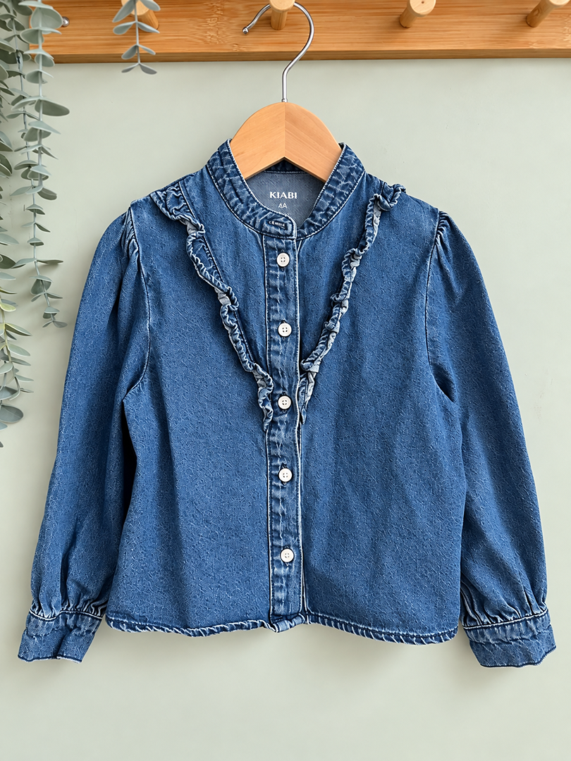 Chemisier fille Kiabi 4 ans bleu en jean mi-saison manches longues