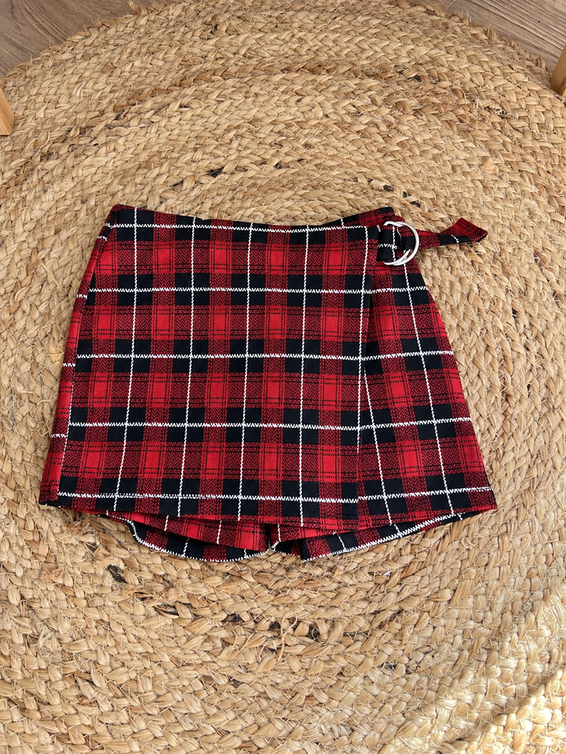 Jupe-short fille Plus Collection rouge carreaux hiver 3 ans - Neuf avec étiquette