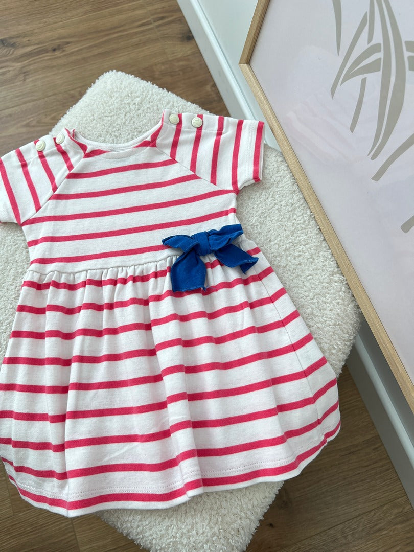 Robe rayé été manches courtes fille Petit Bateau - 3 mois - Rose & blanc