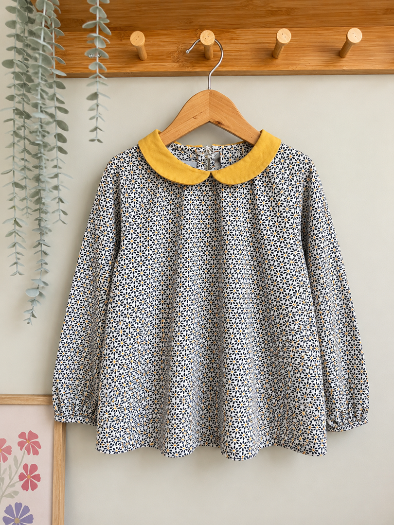 Blouse manches longues fille Okaïdi 5 ans jaune mi-saison joli col