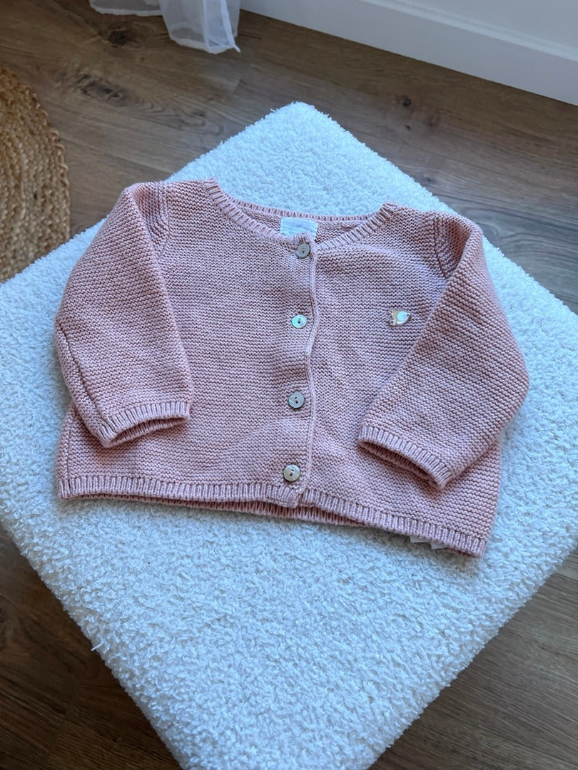Gilet rose fille Sergent Major mi-saison manches longues 3 mois