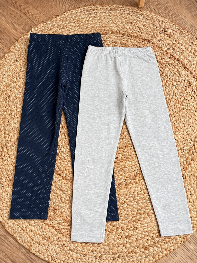 Lot de 2 leggings fille mi-saison gris et bleu marine 5 ans Petit Bateau Okaïdi