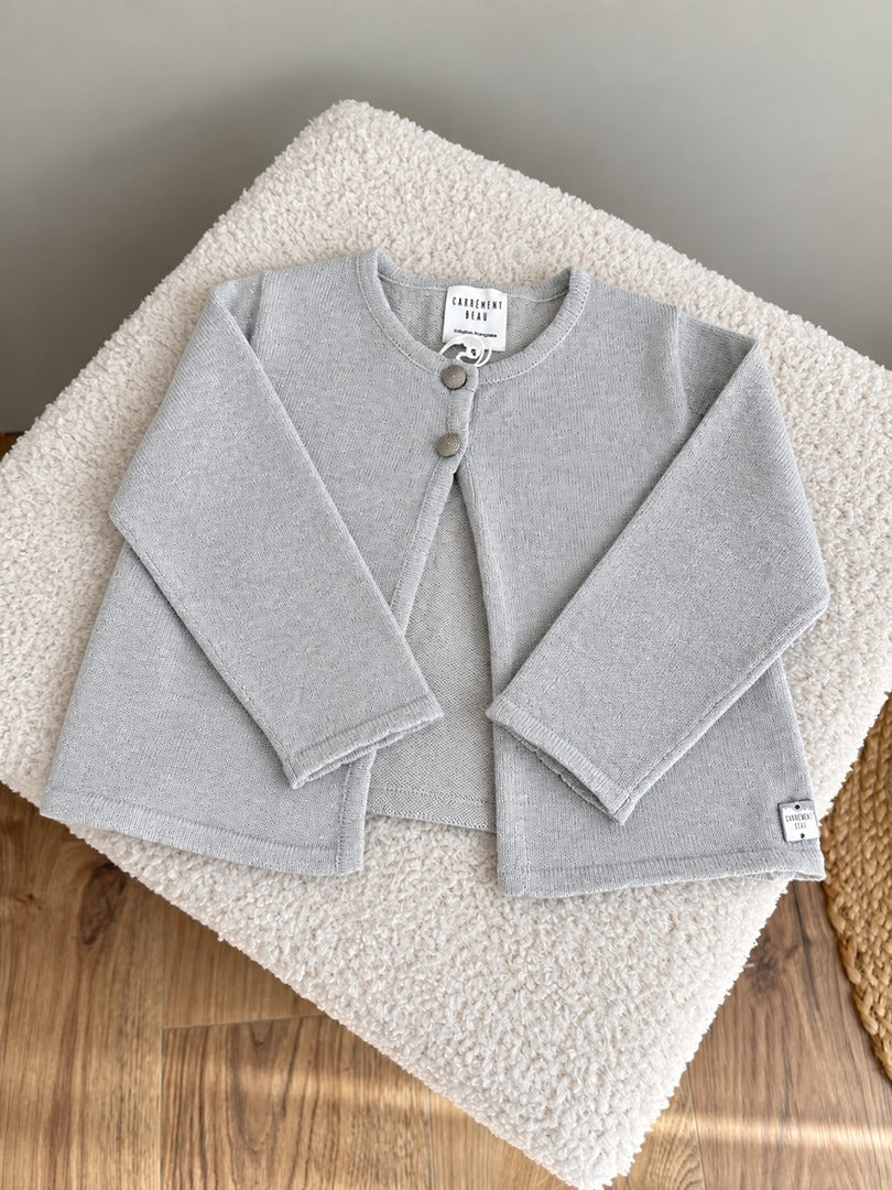 Gilet fille Carrément Beau gris mi-saison manches longues 12 mois - Neuf avec étiquette
