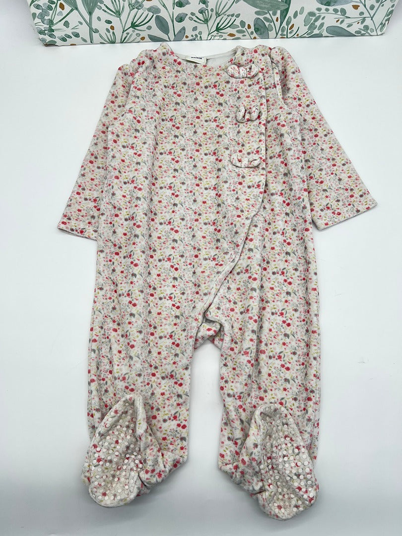 Pyjama 1 pièce en velours Tape à l'œil fille 2 ans blanc fleurs