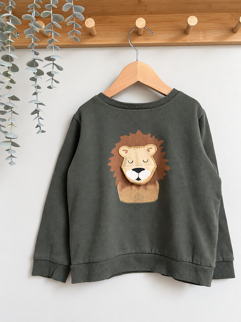 Sweat-shirt pull garçon Kiabi kaki motif lion 5 ans hiver manches longues