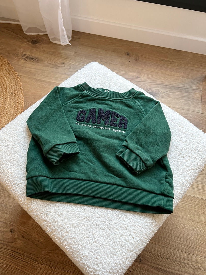 Pull garçon Kiabi vert manches longues mi-saison 9 mois