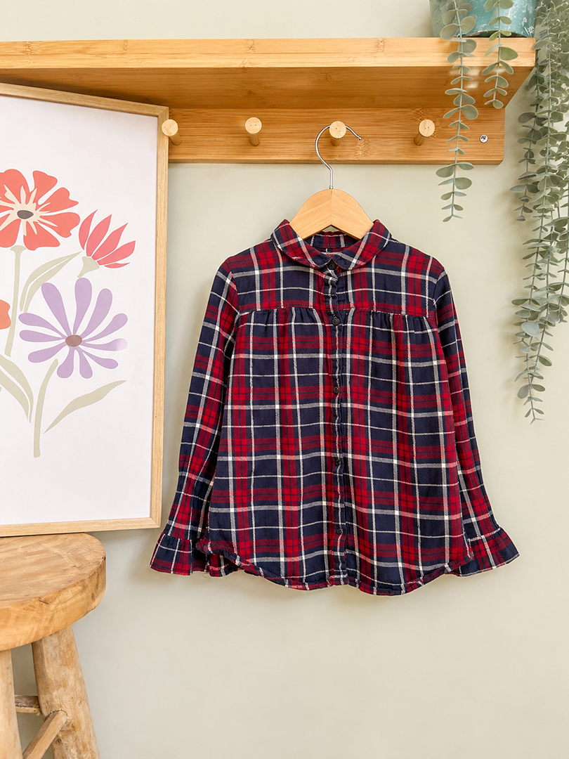 Chemise à carreaux Vertbaudet fille 5 ans hiver manches longues rouge
