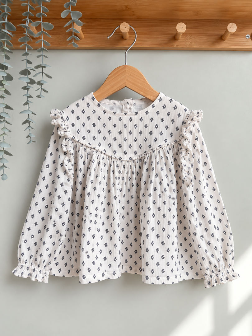 Blouse fille Cadet Rousselle 5 ans mi-saison manches longues blanc