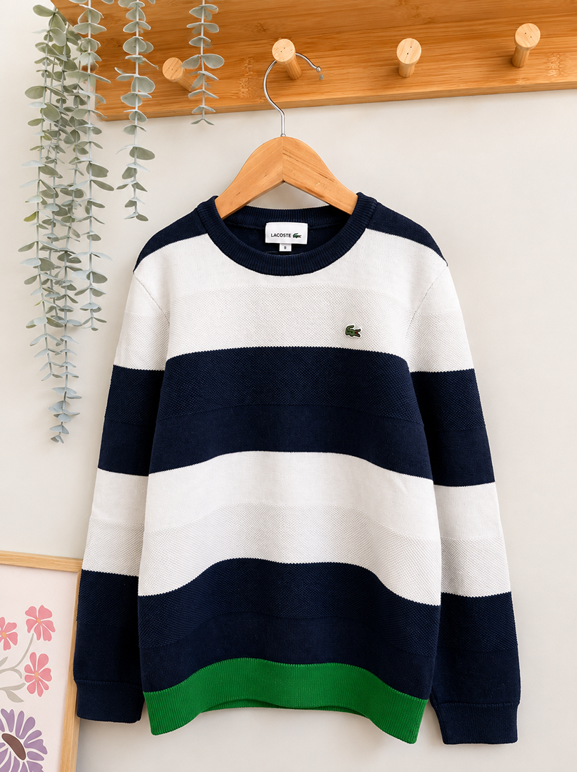 Pull rayé garçon Lacoste 8 ans bleu marine manches longues