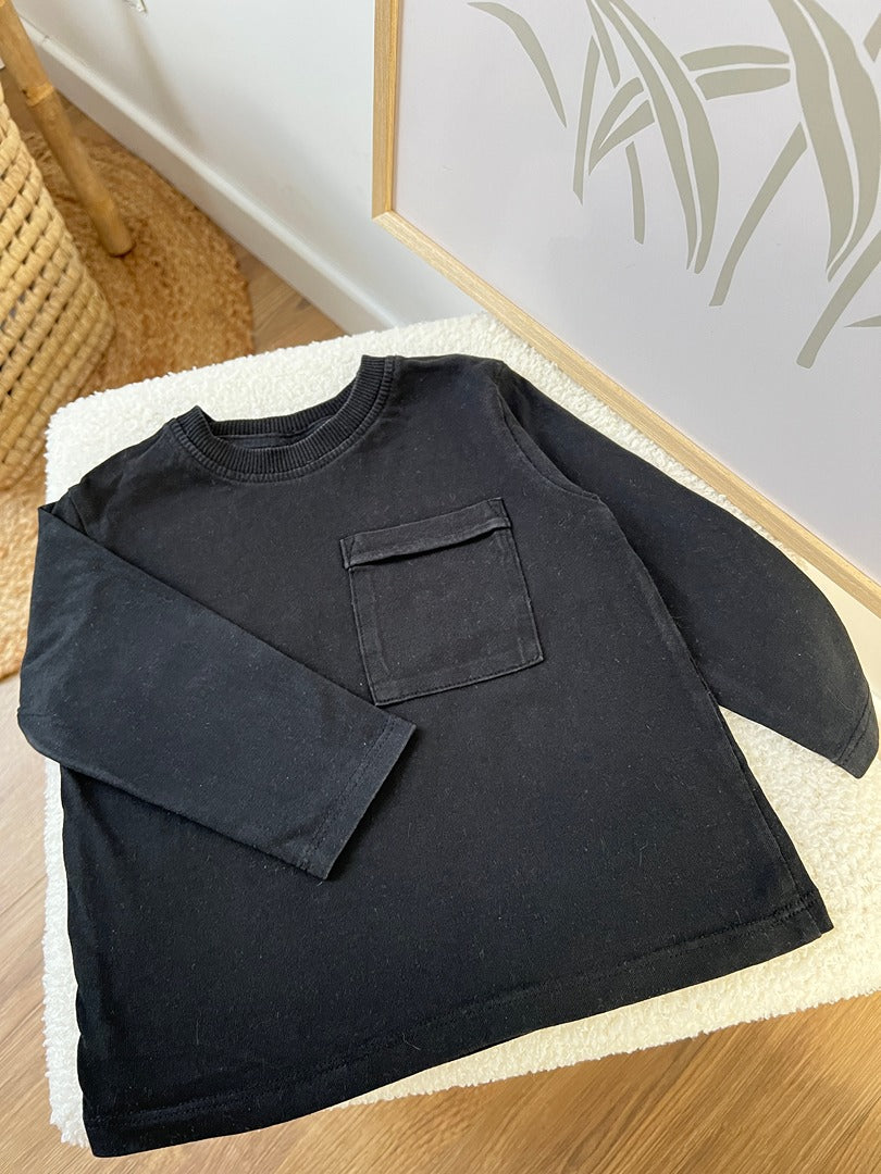 T-shirt manches longues garçon Zara - 9 mois / 12 mois - Noir