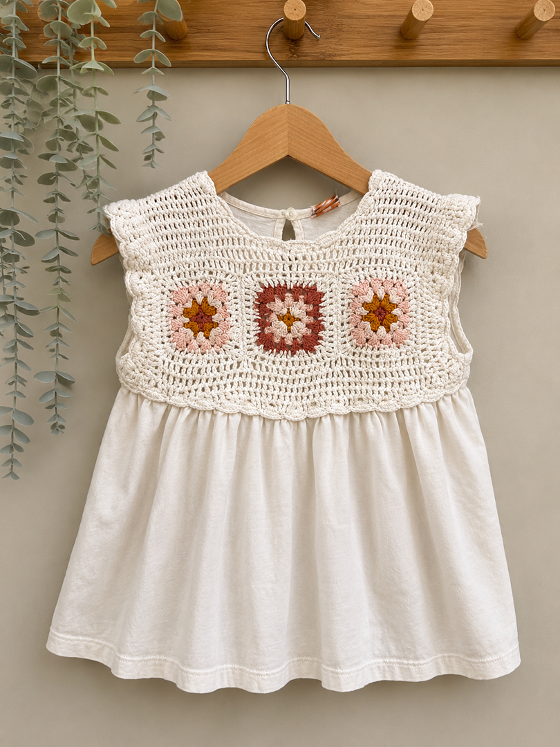 Blouse top blanc sans manches fille Tape à l'œil Tao 8 ans crochet été