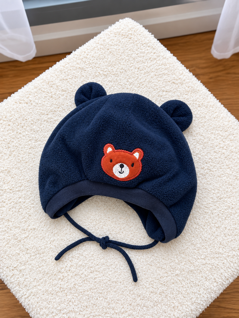 Bonnet bébé garçon Baby Club bleu marine en polaire hiver 12 mois