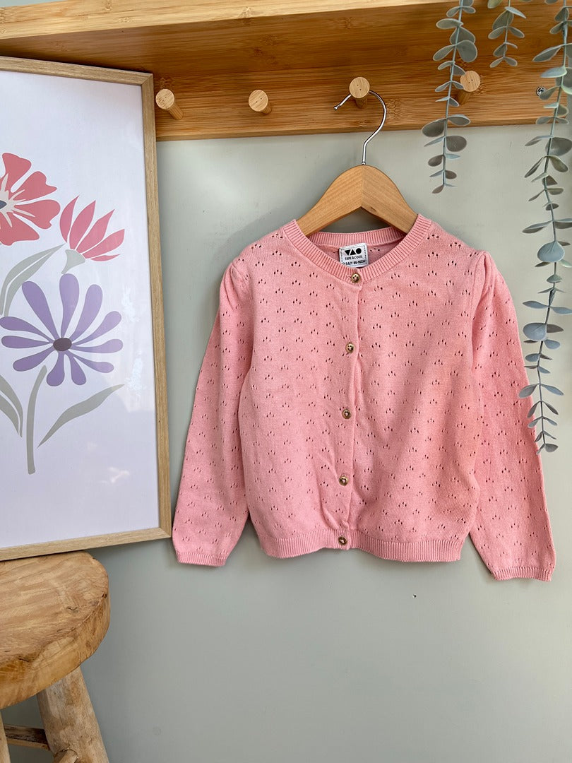 Gilet fille Tape à l'oeil Tao rose coton pointelle 2 ans 3 ans mi-saison