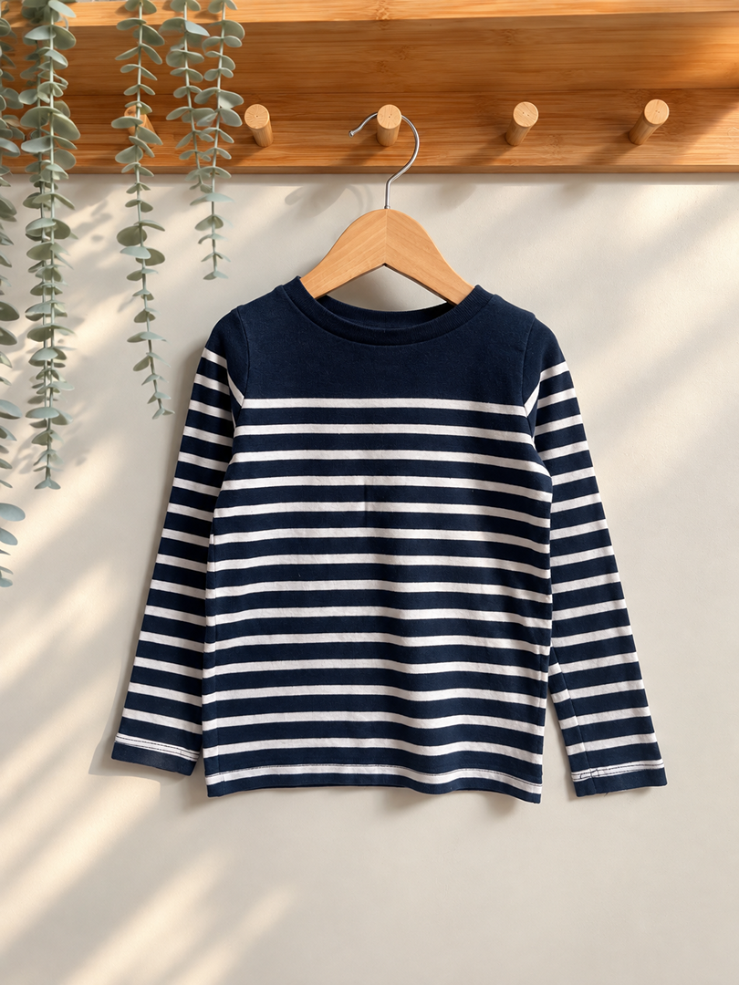 T-shirt manches longues rayé bleu marine Monoprix garçon 4 ans mi-saison