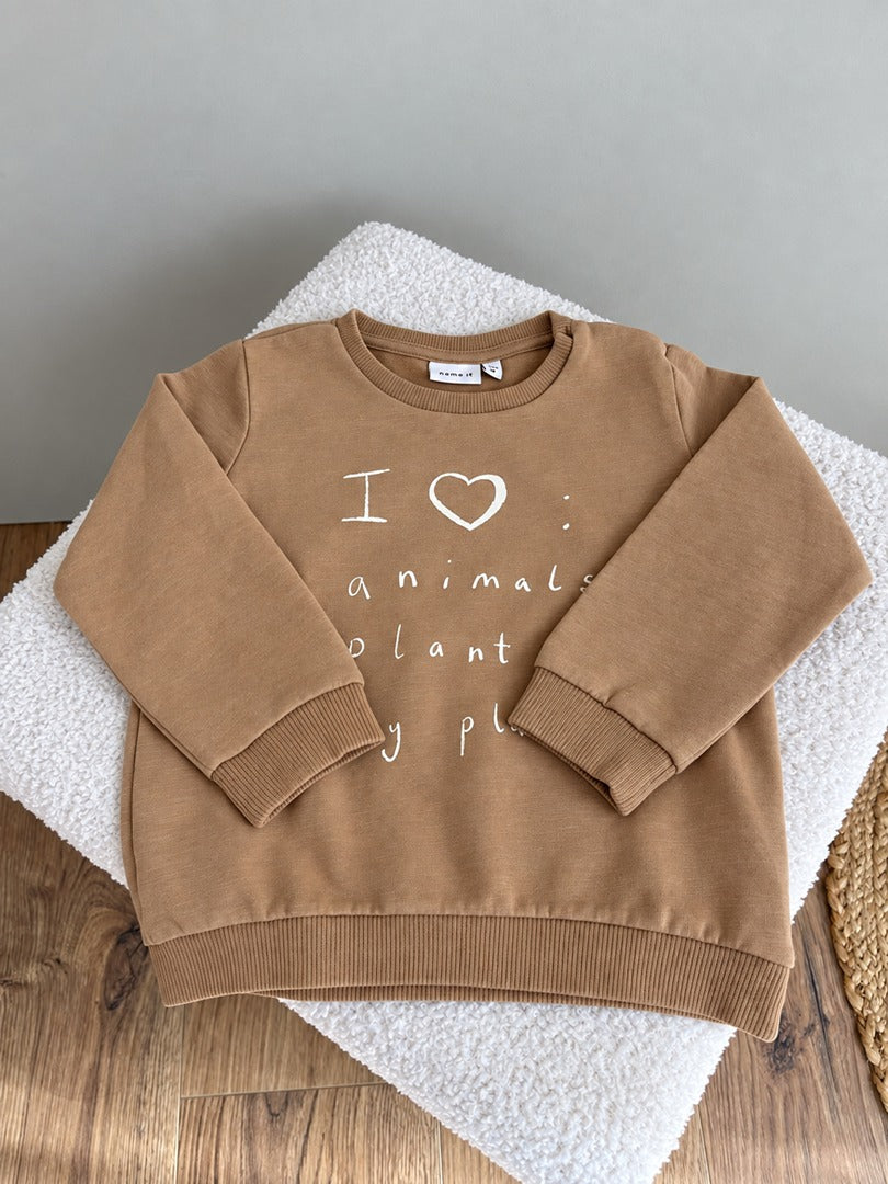 Sweat-shirt pull beige Name It fille 2 ans manches longues mi-saison
