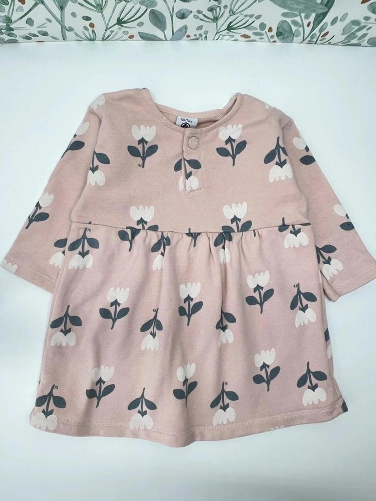 Robe rose imprimé fleurs fille - Petit Bateau 12 mois réf