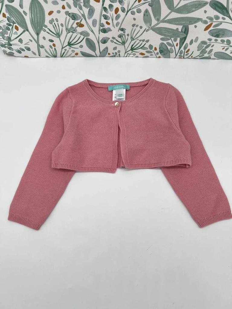 Gilet court rose Obaïbi fille 12 mois – Neuf avec étiquette, touche élégante et douce