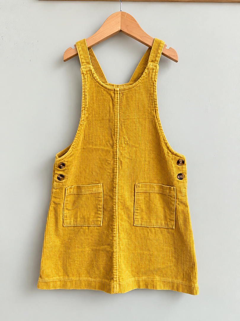 Robe chasuble fille Kiabi jaune moutarde velours côtelé mi-saison 8 ans
