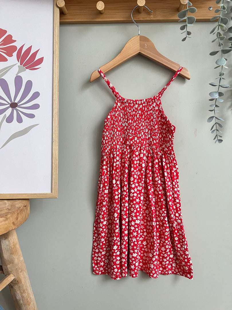 Robe fille Kiabi 5 ans rouge à fleurs sans manches été