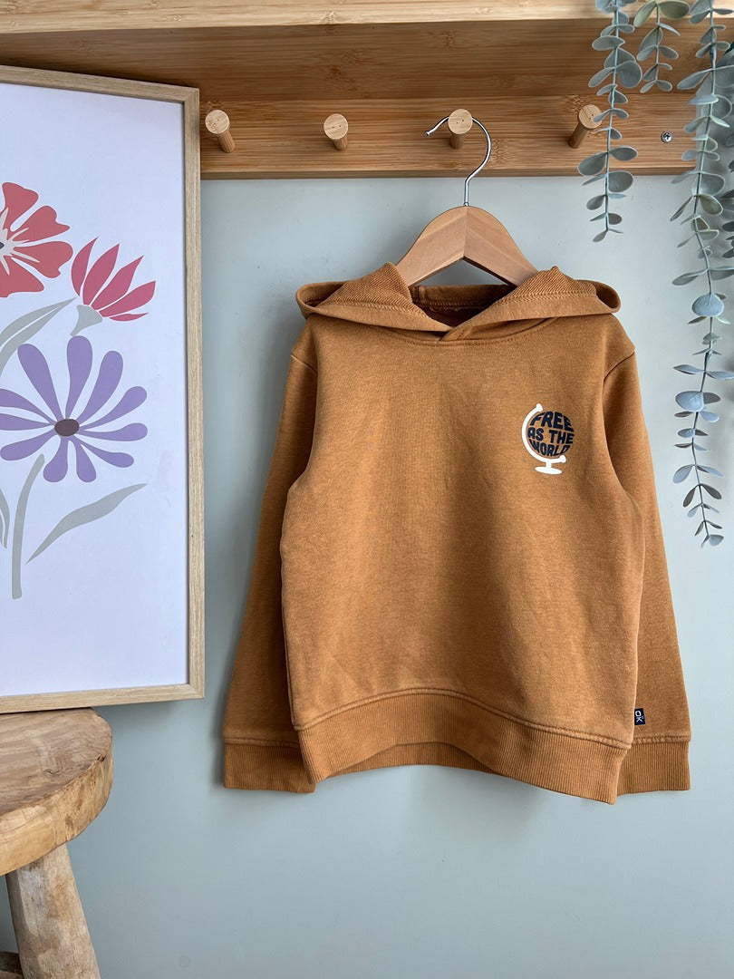 Sweat pull à capuche Okaïdi garçon 4 ans moutarde mi-saison manches longues