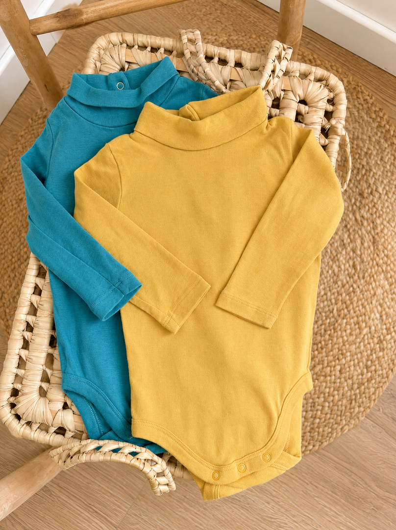 Lot de 2 bodies Bout'chou 9 mois bleu col roulé Hiver garçon