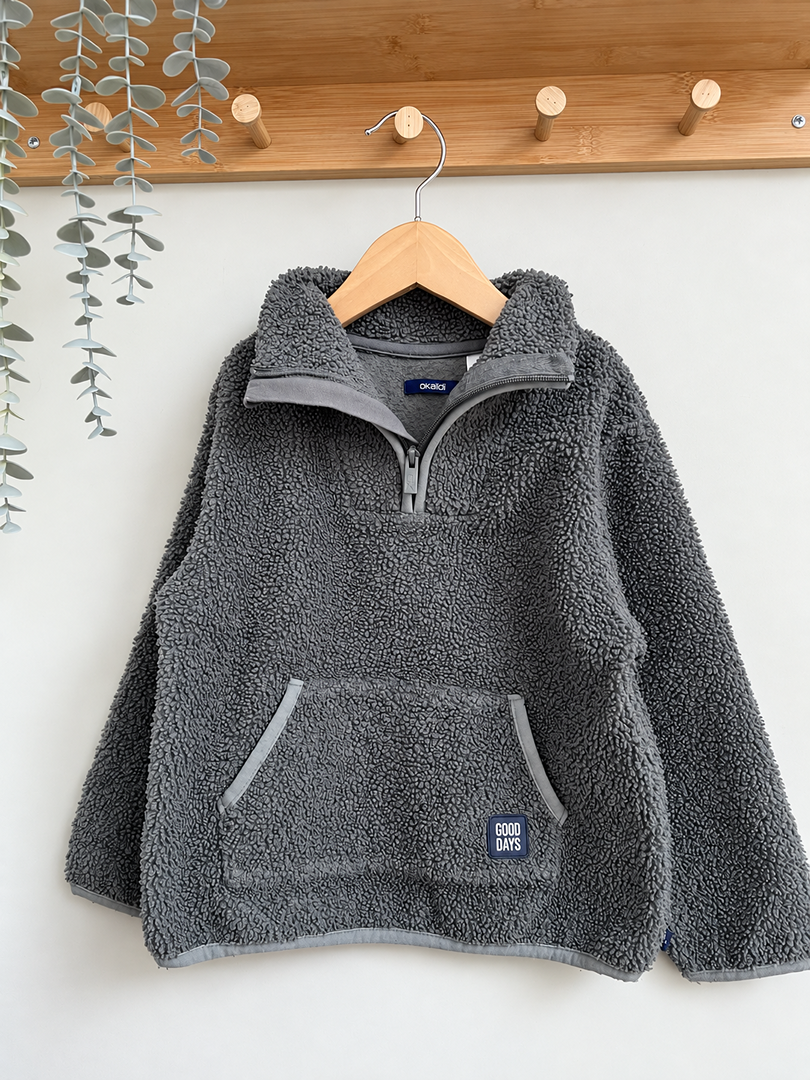 Sweat en polaire pull camionneur Okaïdi vert kaki garçon taille 5 ans hiver manches longues