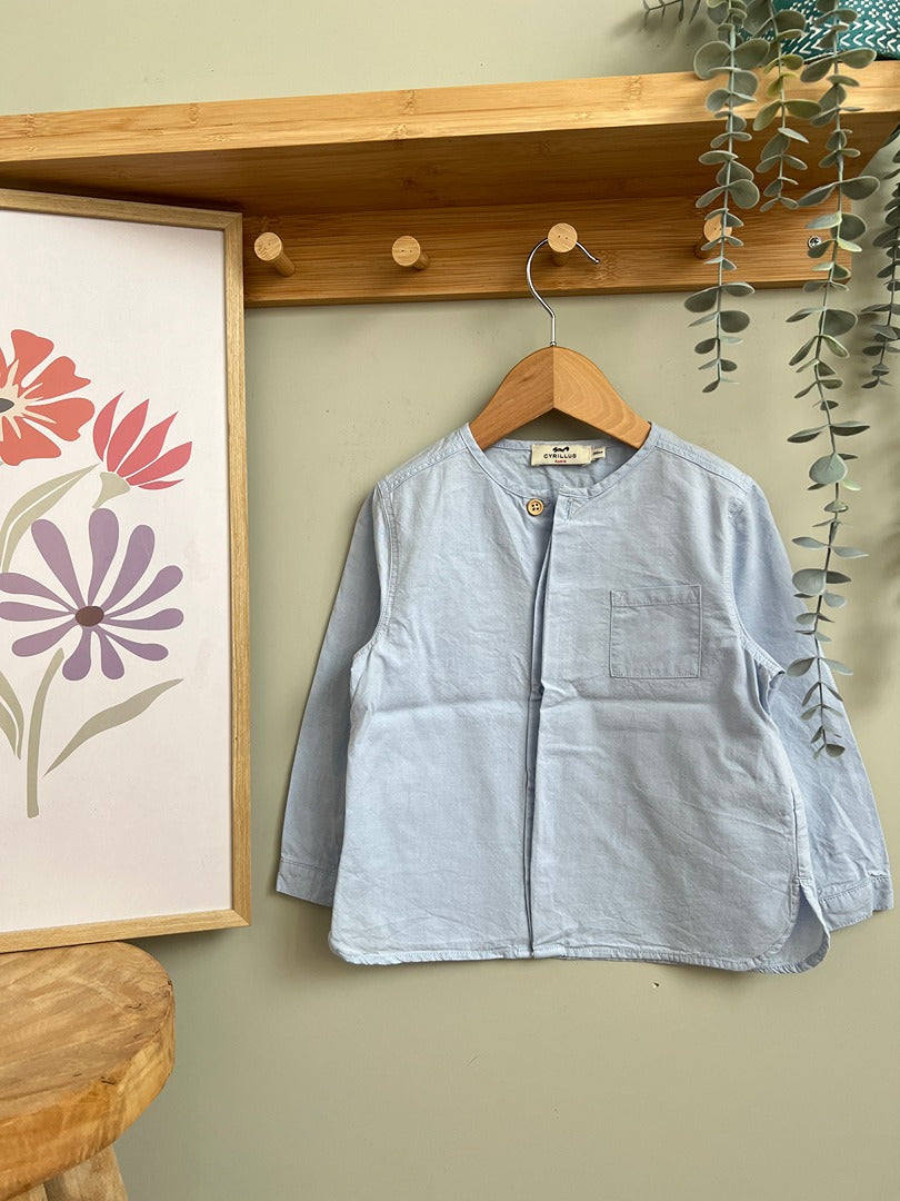 Chemise Cyrillus 3 ans bleu garçon manches longues mi-saison col mao