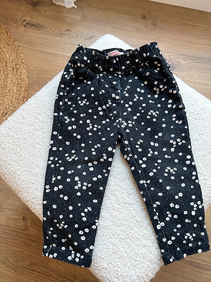 Pantalon fille Dpam noir fleuri mi-saison 12 mois