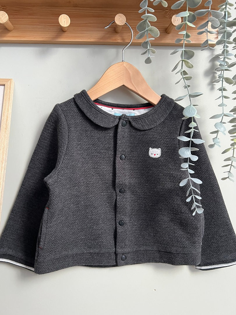 Cardigan Gilet joli col fille Obaïbi - 3 ans - Gris foncé