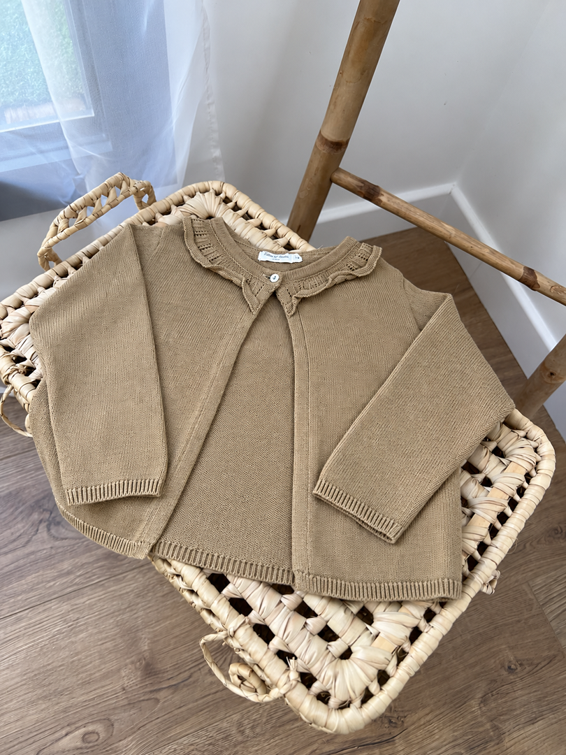 Gilet moutarde Eden et Victor fille mi-saison 18 mois manches longues