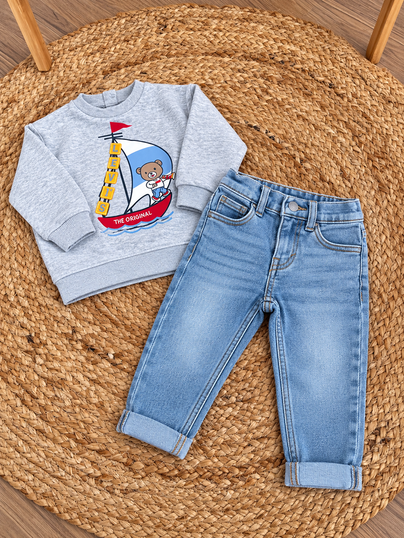Ensemble sweat et jean Levi's garçon mi-saison manches longues 6 mois
