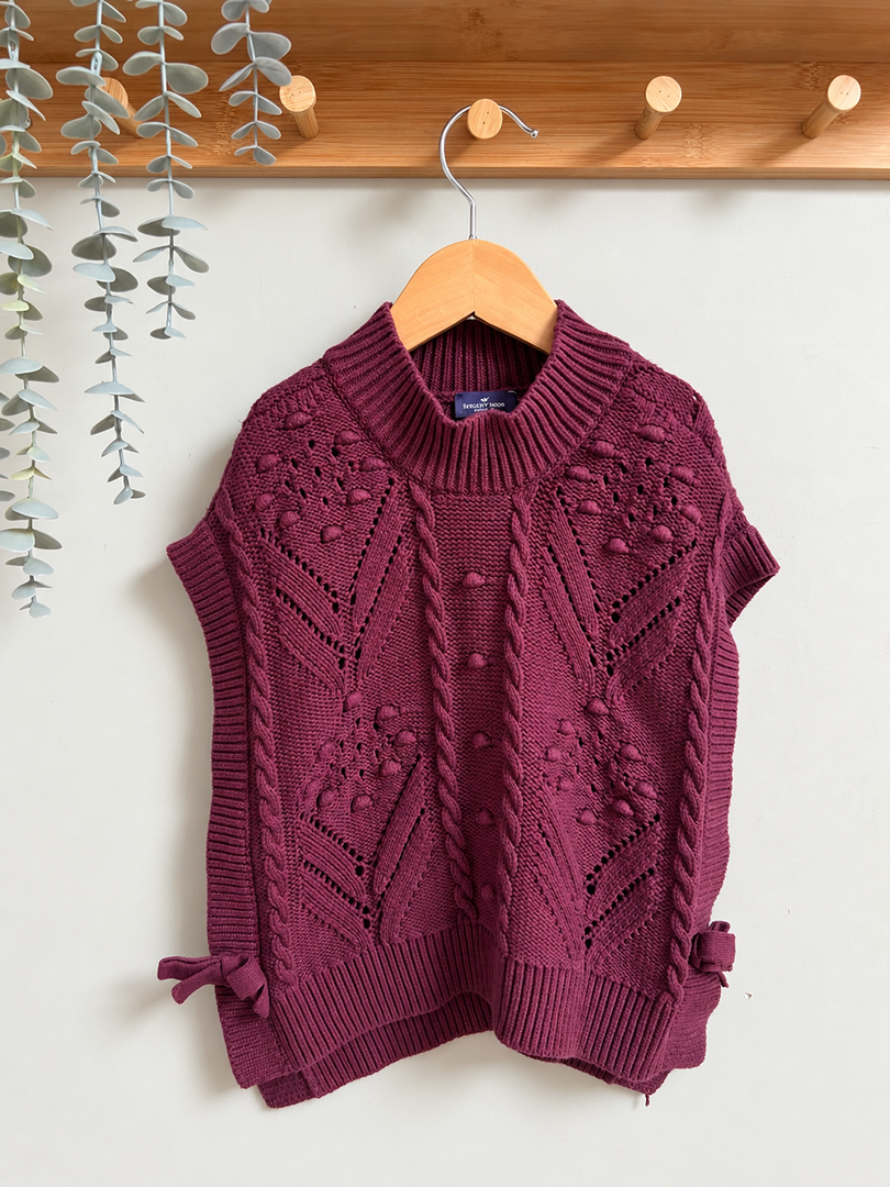 Pull sans manches fille Sergent Major bordeaux hiver 5 ans