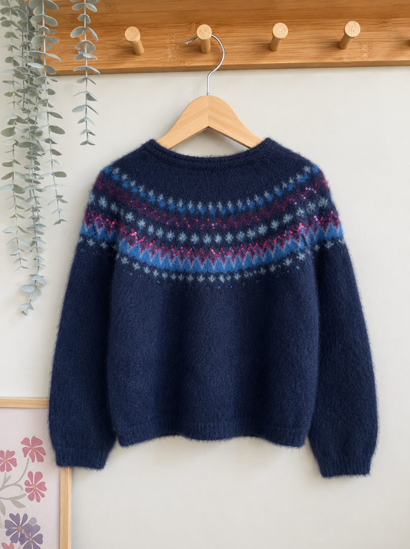 Pull jacquard marine fille Okaïdi 6 ans manches longues