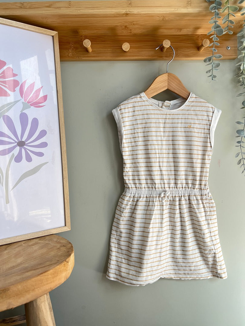 Robe fille Kiabi 3 ans rayée jaune moutarde été manches courtes