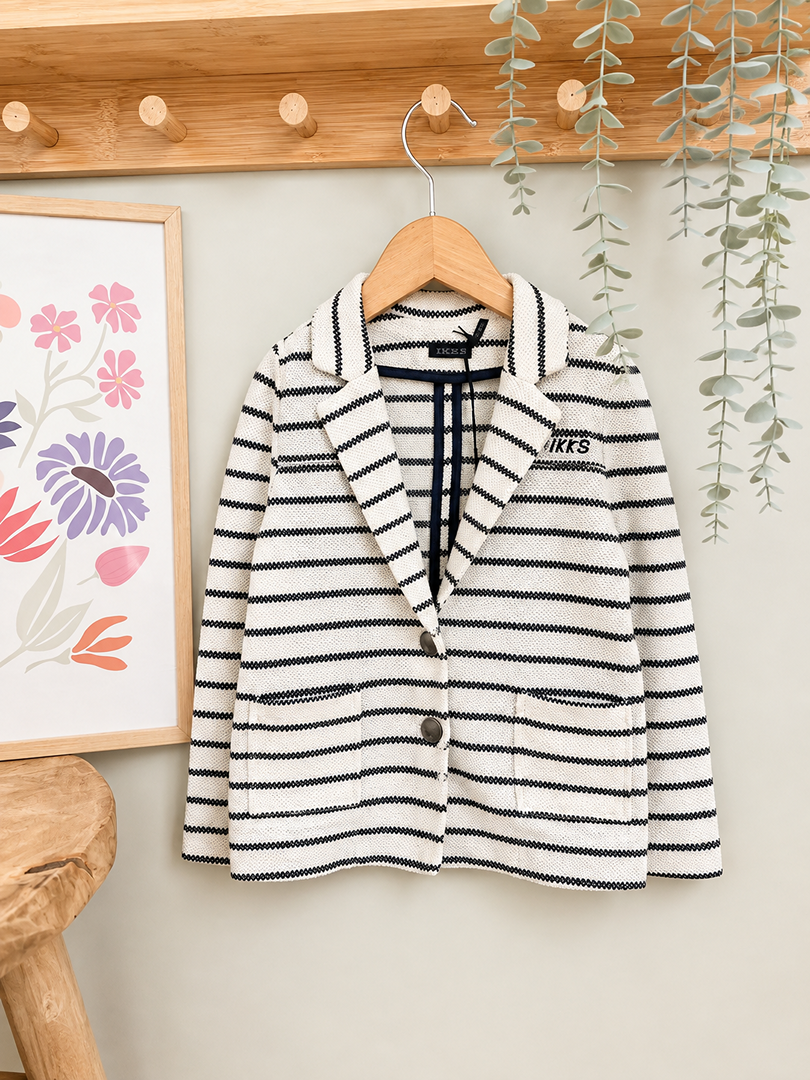 Veste blazer neuf Ikks fille - 4 ans / 104 cm - Crème et bleu marine - État : Excellent