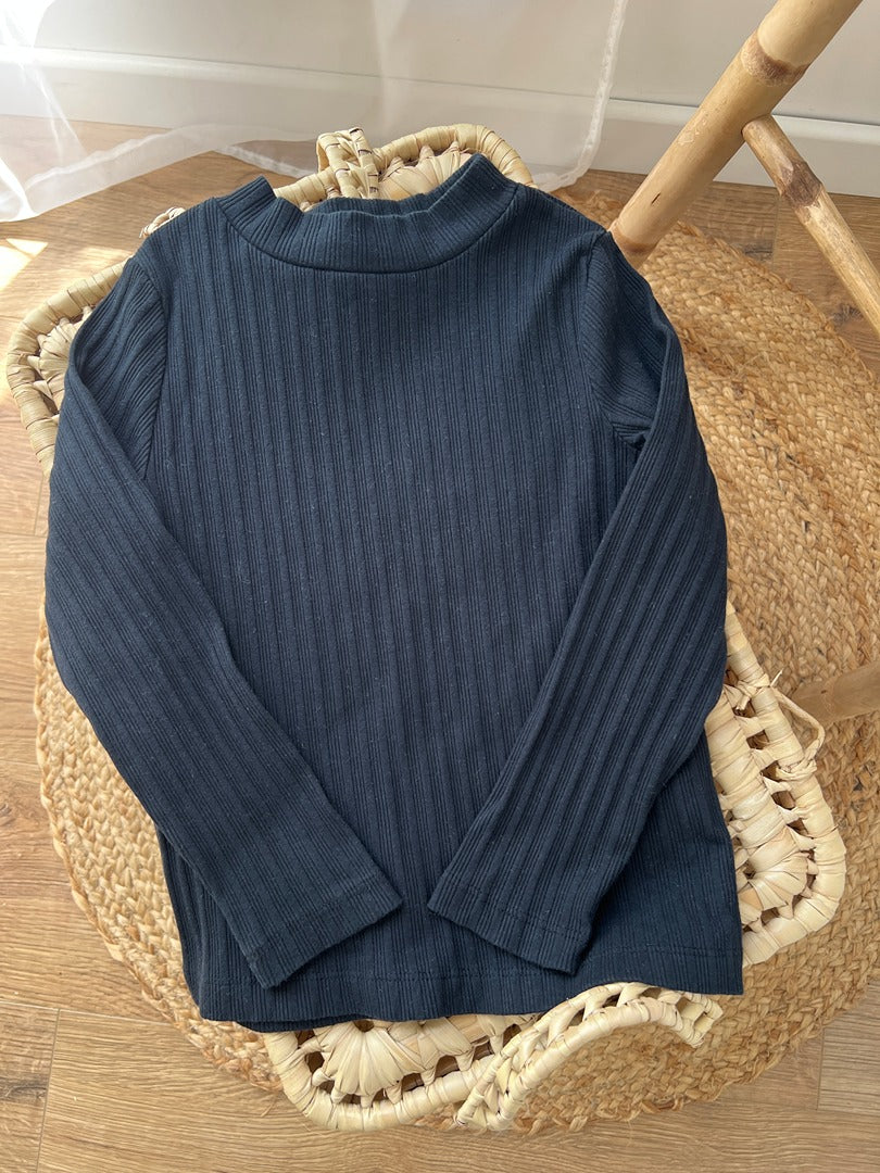 Sous-pull Monoprix 6 ans noir côtelé fille hiver