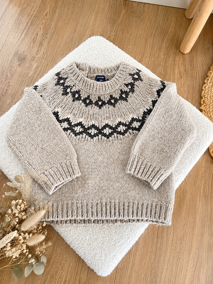 Pull jacquard garçon Kiabi 12 mois hiver beige