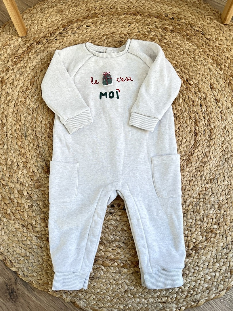 Combinaison bébé garçon Tape à l'œil beige hiver manches longues 12 mois