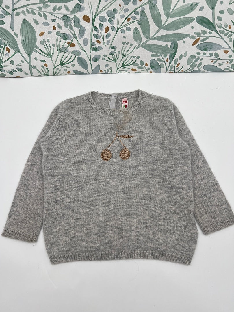 Pull fille cachemire Bonpoint - 18 Mois - Gris