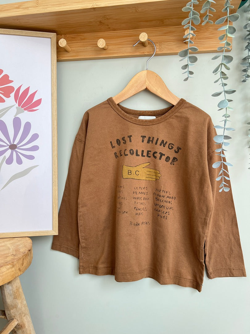 T-shirt Bobo Choses marron manches longues garçon 6 ans 7 ans mi-saison