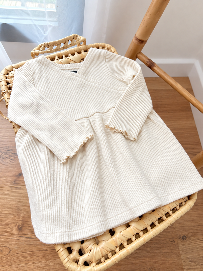 Robe côtelé fille Roots baby crème mi-saison manches longues 18 mois