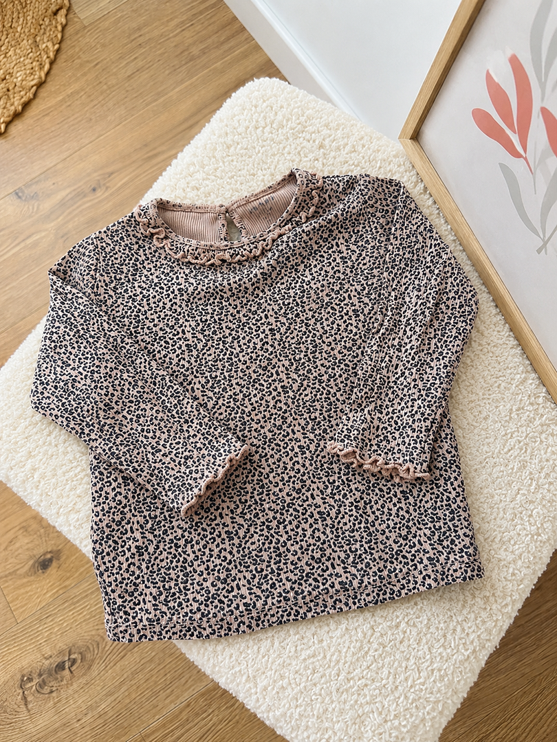 T-shirt manches longues fille Kiabi 2 ans léopard rose mi-saison