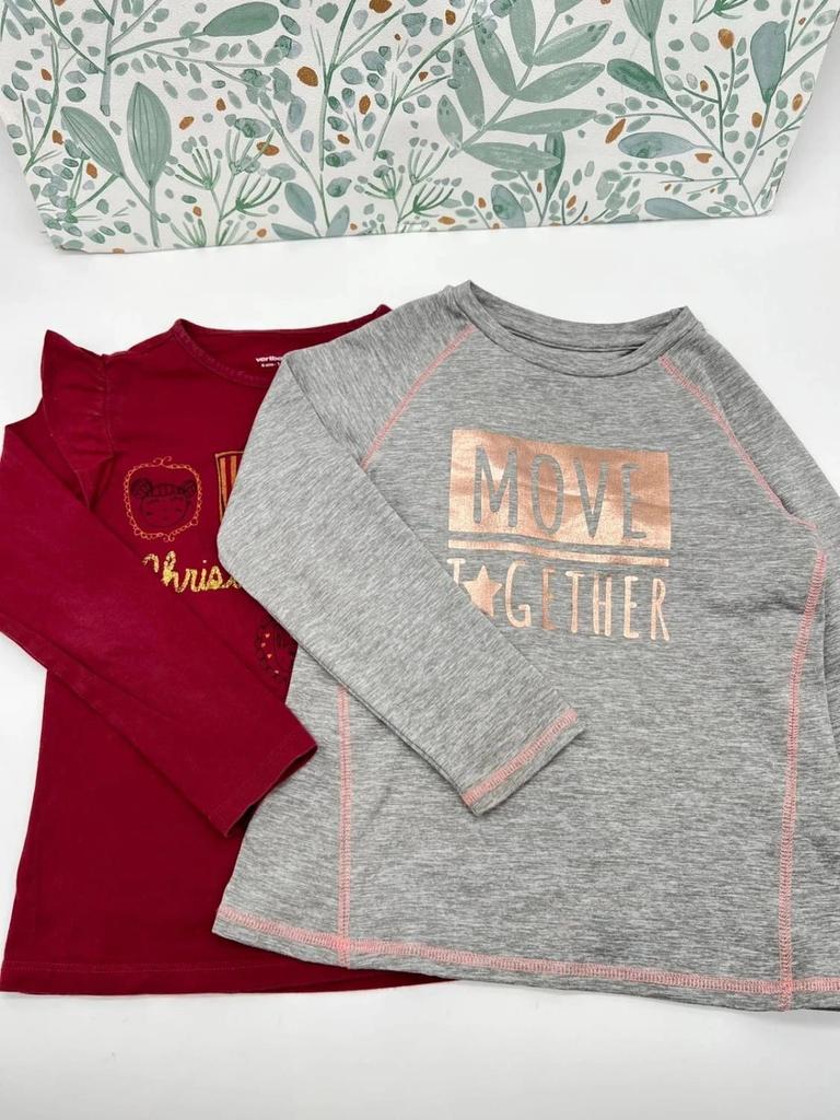 Lot 2 t-shirts manches longues fille - 6 ans Vertbaudet réf 765-760
