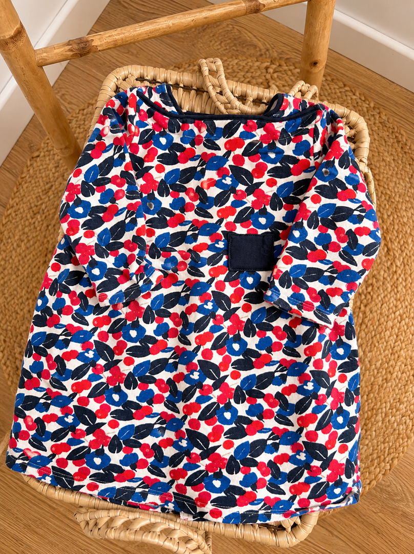 Robe molletonnée hiver Petit Bateau fille 2 ans fleurs
